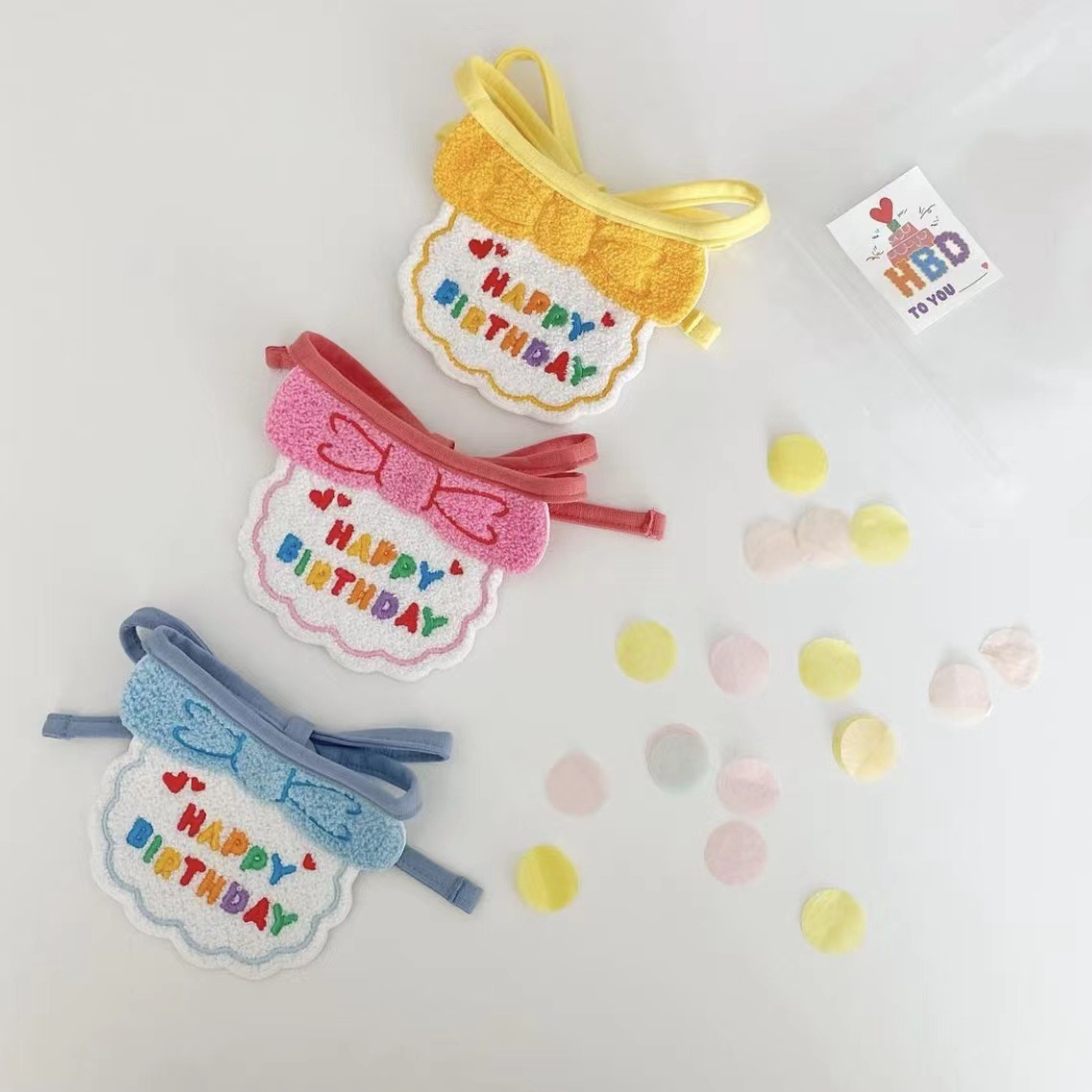 Korean Dog Party Birthday Hat and Bib Set for Pets - Yellow