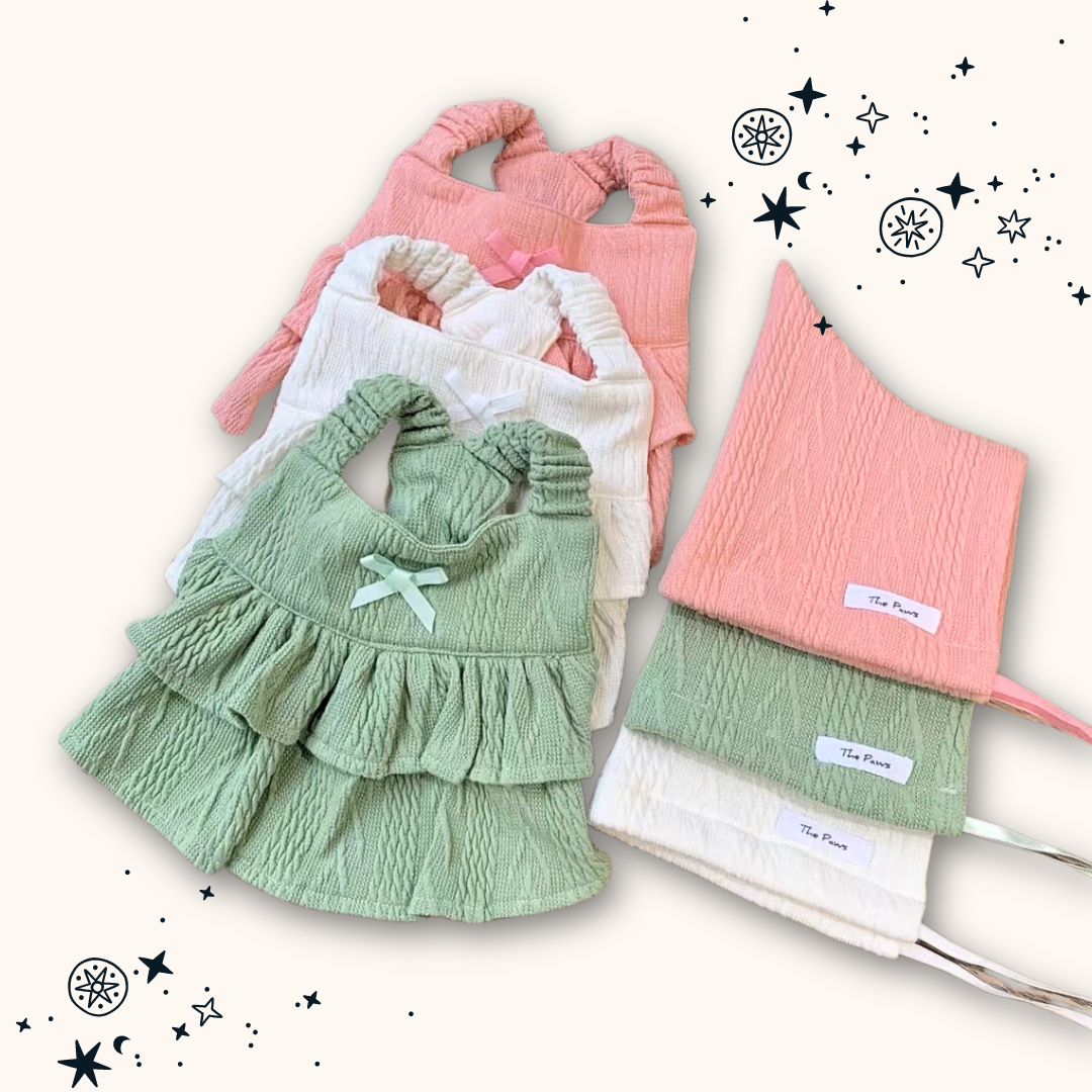 Little Wizard Knit Suspender Dress and Hat for Dogs - Green
