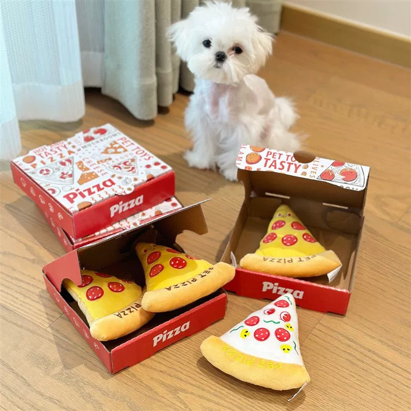 Plush Squeaky Pizza Toy with Pizza Box!