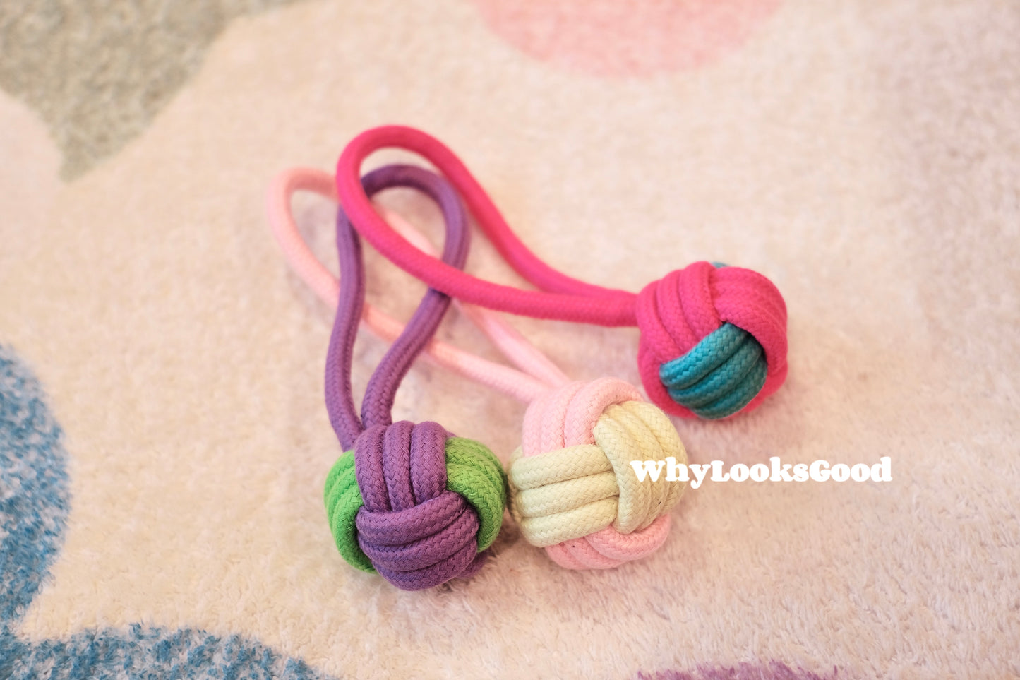 Durable Colorful Rope Knot Ball Dog Toy - Pink & Yellow
