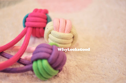 Durable Colorful Rope Knot Ball Toy - Purple & Green