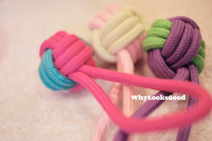 Durable Colorful Rope Knot Ball Dog Toy - Red & Blue
