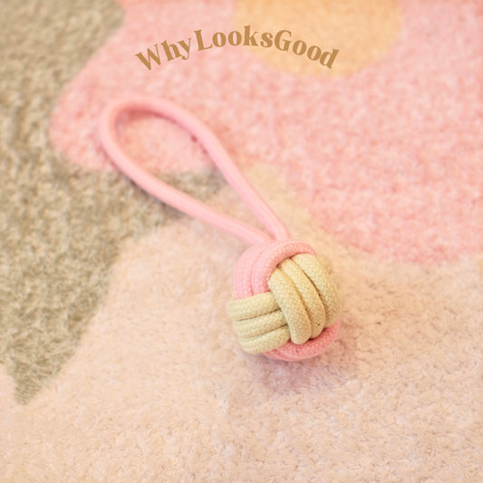 Durable Colorful Rope Knot Ball Dog Toy - Pink & Yellow