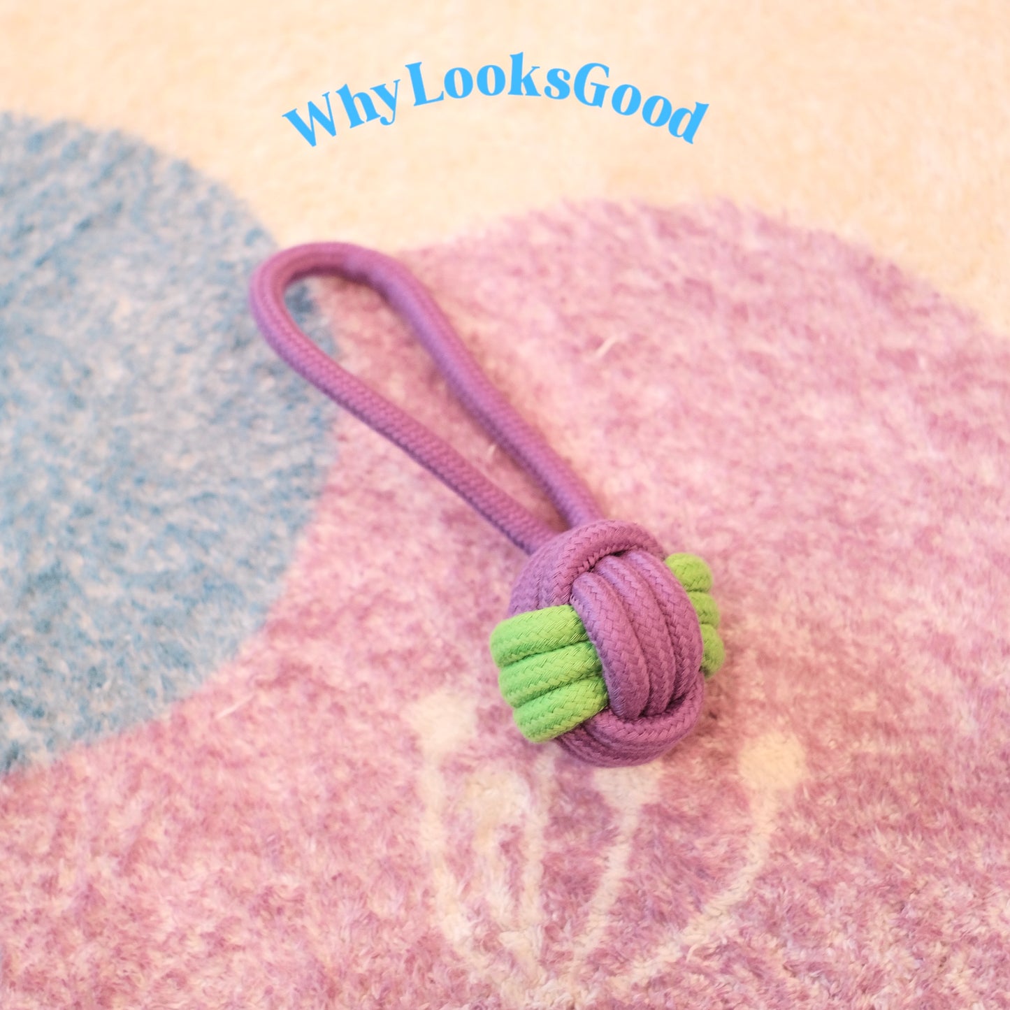 Durable Colorful Rope Knot Ball Toy - Purple & Green