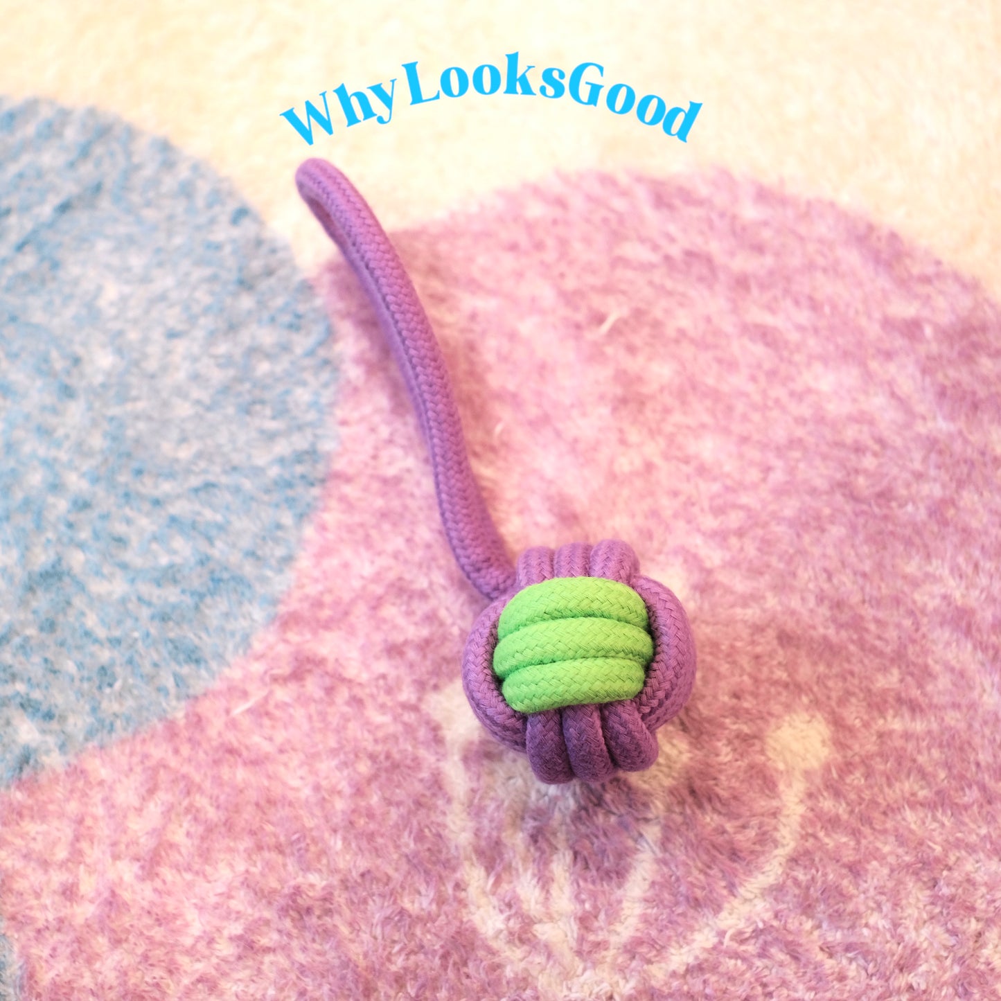 Durable Colorful Rope Knot Ball Toy - Purple & Green