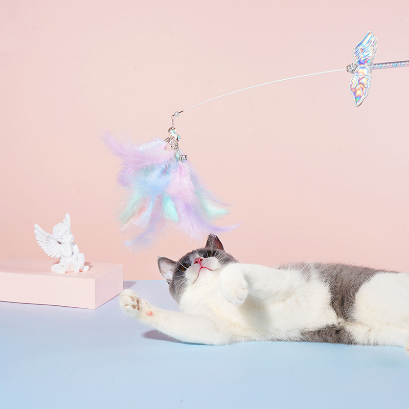 ZEZE Dreamy Feather Cat Teaser Wand with Bell