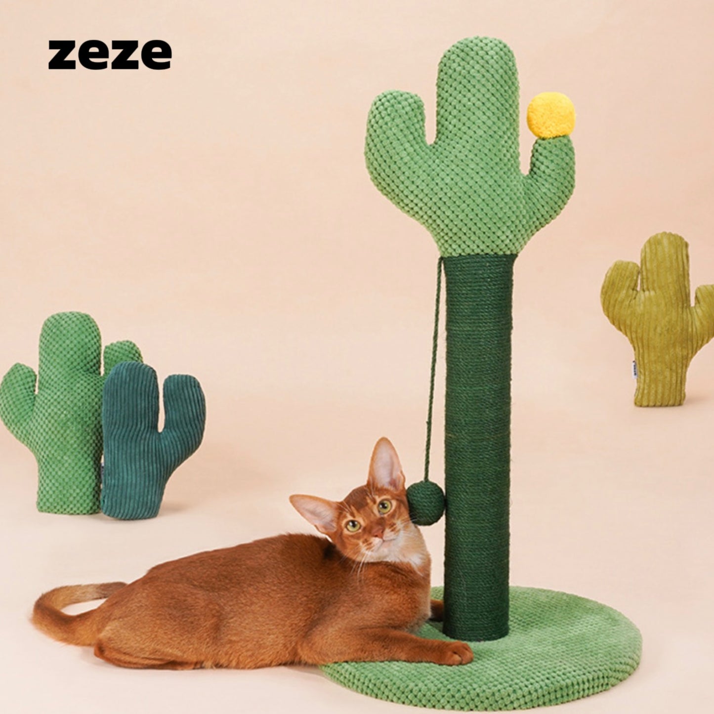 ZEZE Cactus Cat Scratching Post with Catnip Toy