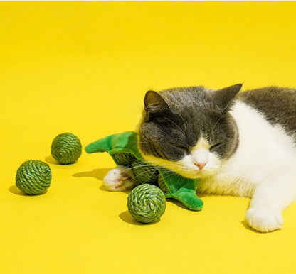 ZEZE Green Pea Sisal Ball Cat Toy (3 in 1)